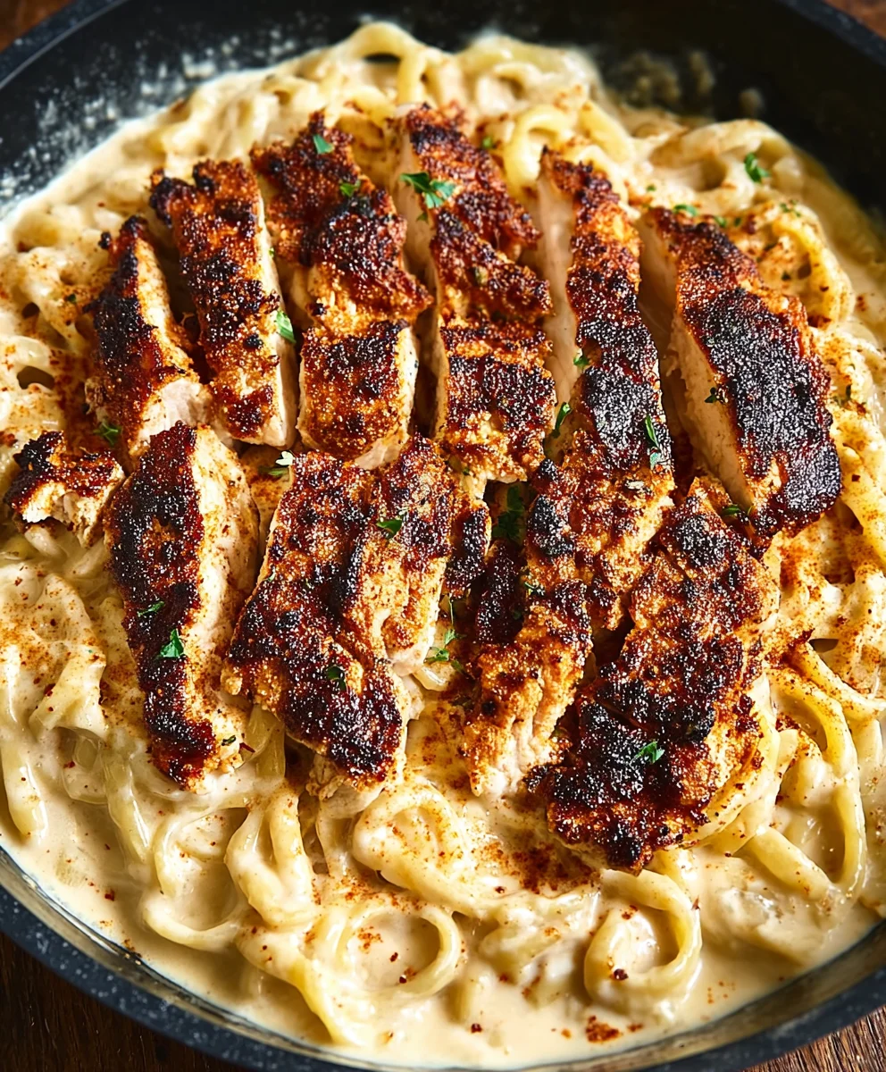 Spicy Blackened Chicken Alfredo-Cajun Flavor