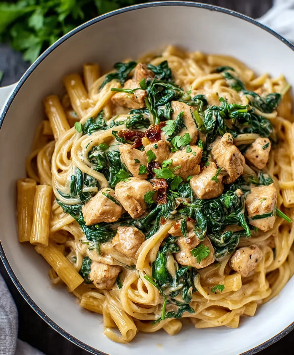Easy Chicken Spinach Pasta Recipe-Quick & Delicious