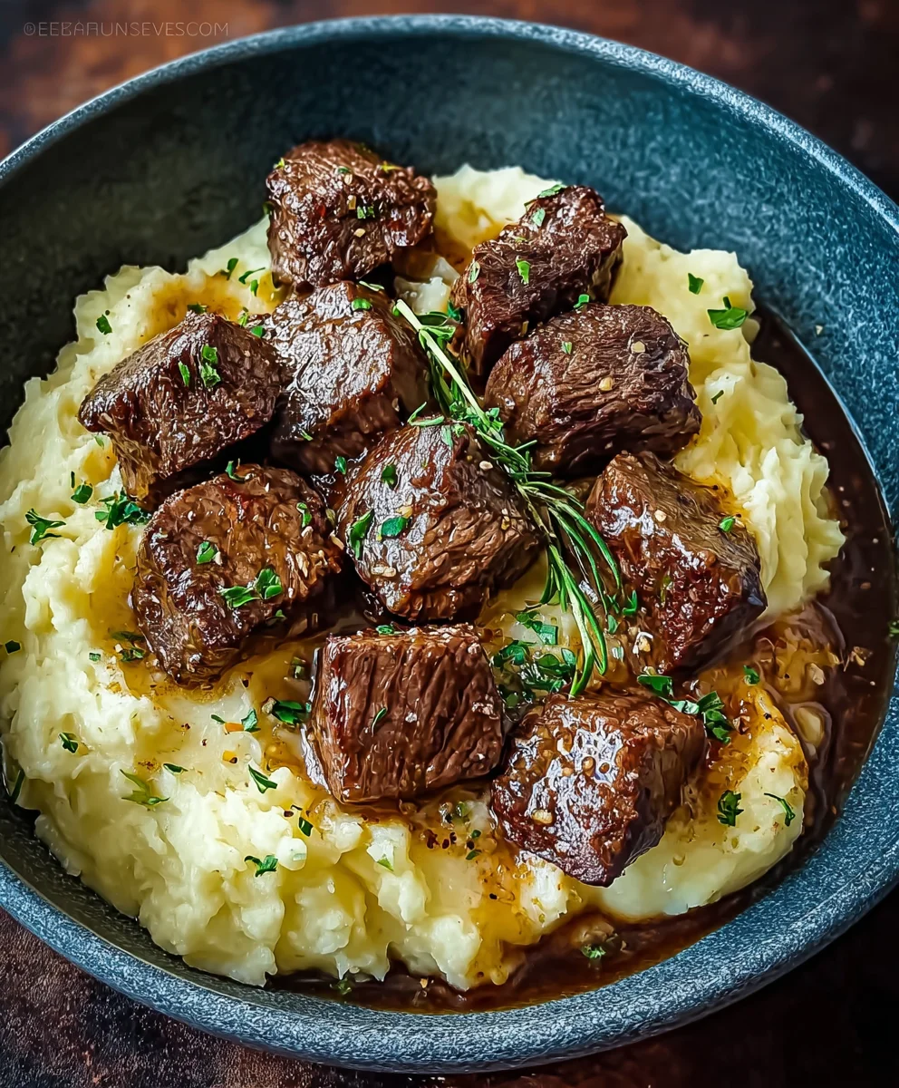 Juicy Steak Bites with Creamy Mash Recipe