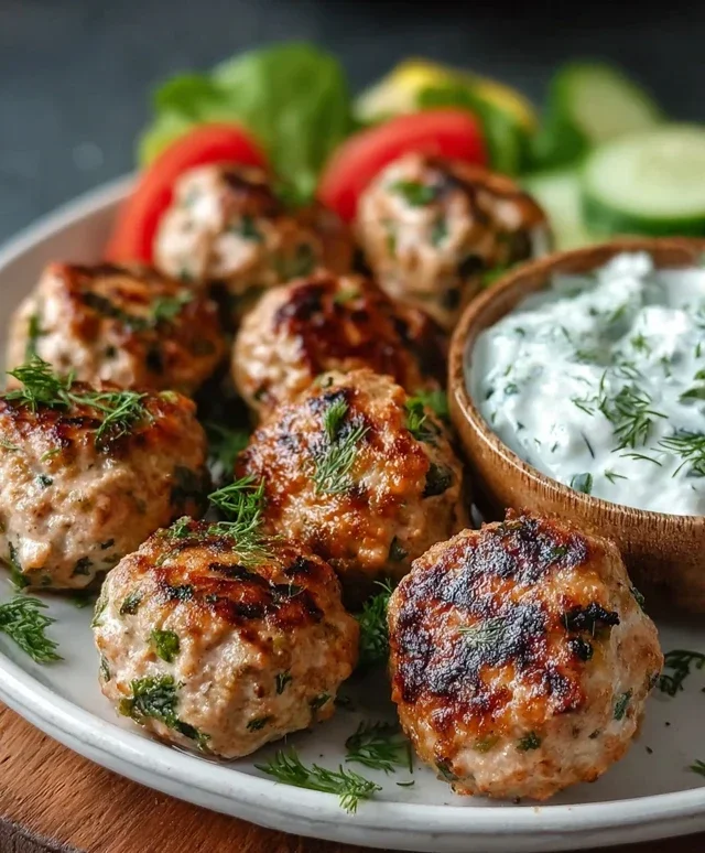 Greek Turkey Meatballs with Tzatziki