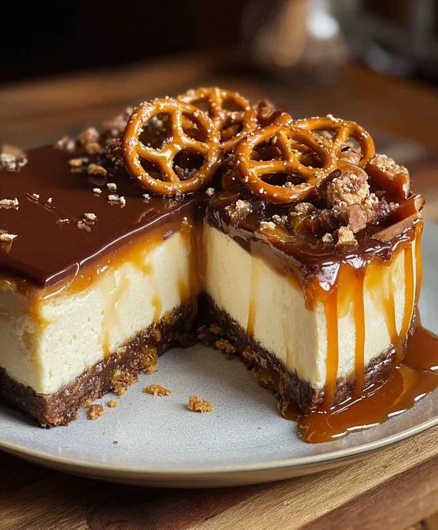 Salted Caramel Pretzel Cheesecake