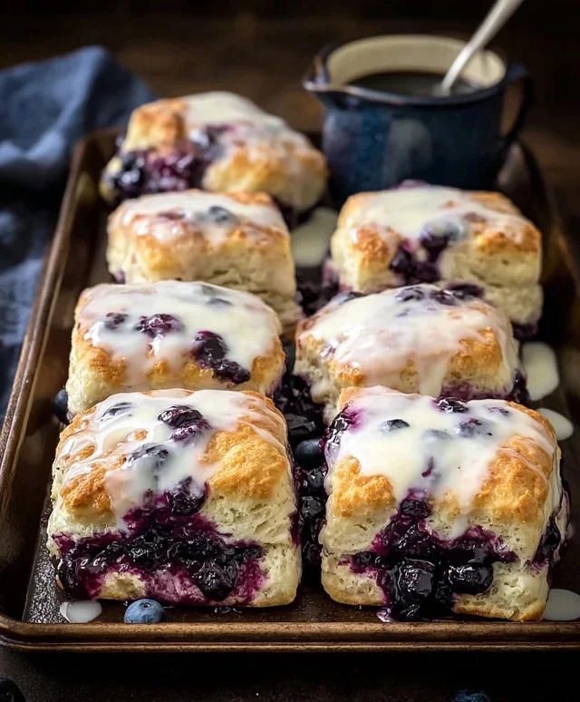 Glazed Blueberry Butter Swim Biscuits