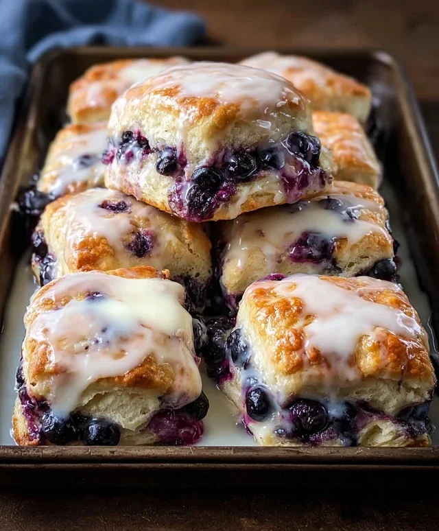 Glazed Blueberry Butter Swim Biscuits