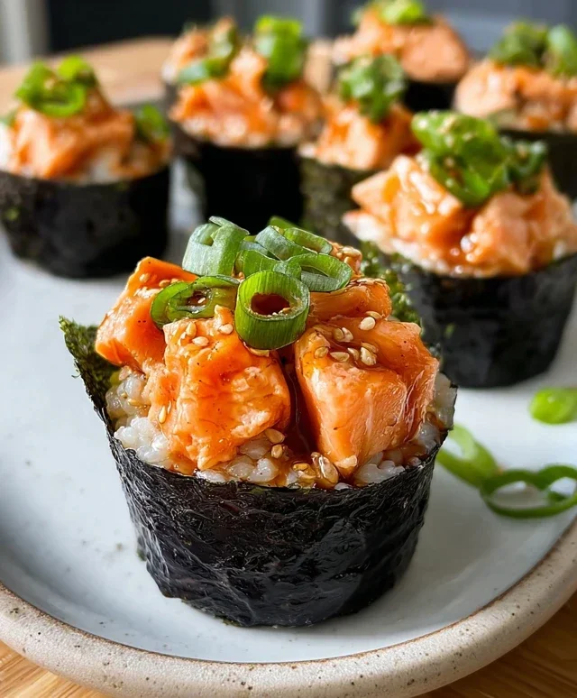 Spicy Salmon Sushi Cups