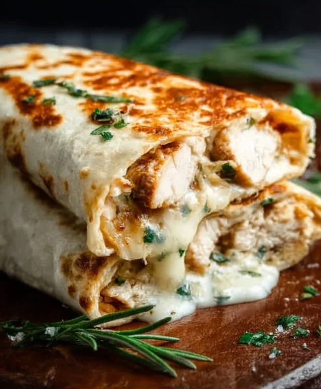 Cheesy Garlic Chicken Wraps