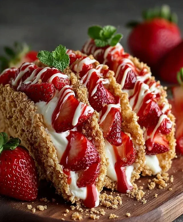 Strawberry Crunch Cheesecake Tacos