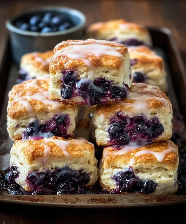 Glazed Blueberry Butter Swim Biscuits