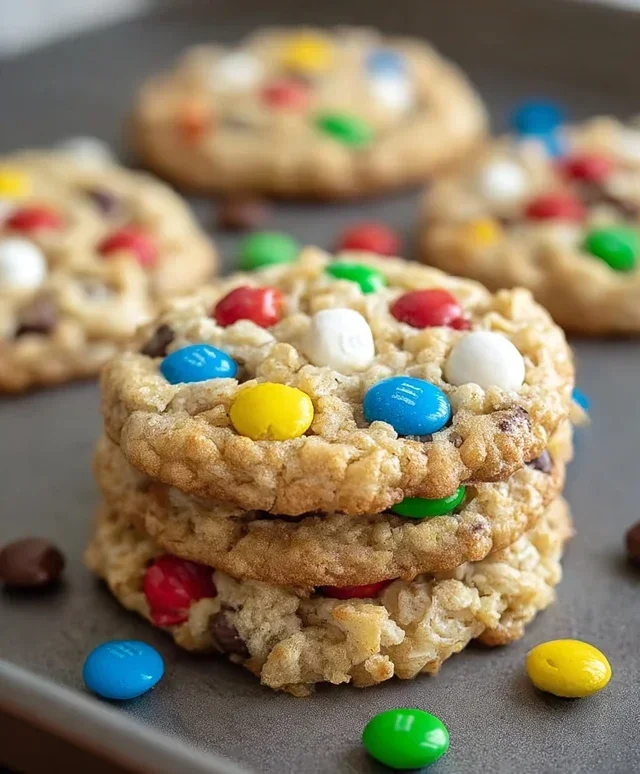 M&M Rice Krispies Cookies