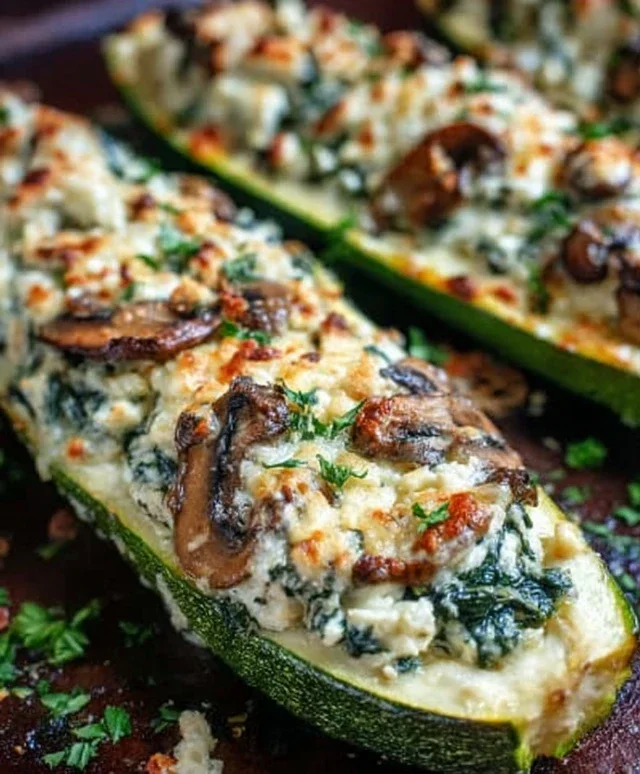 Spinach, Mushroom, and Ricotta Stuffed Zucchini Boats Recipe