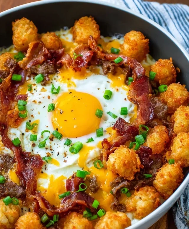 Beef Beef Bacon Egg And Cheese Breakfast Totchos