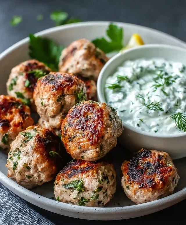 Greek Turkey Meatballs with Tzatziki