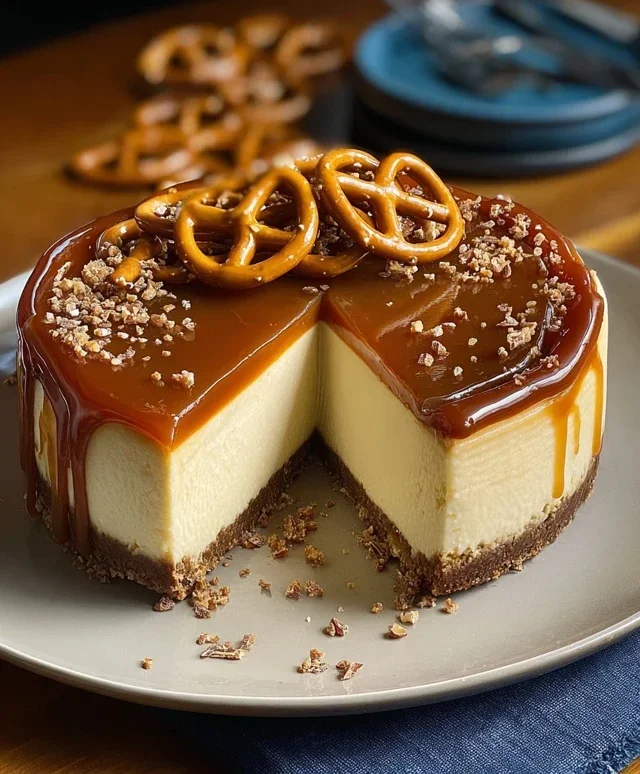 Salted Caramel Pretzel Cheesecake