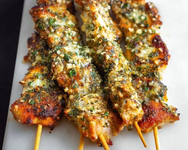 Garlic Parmesan Chicken Skewers