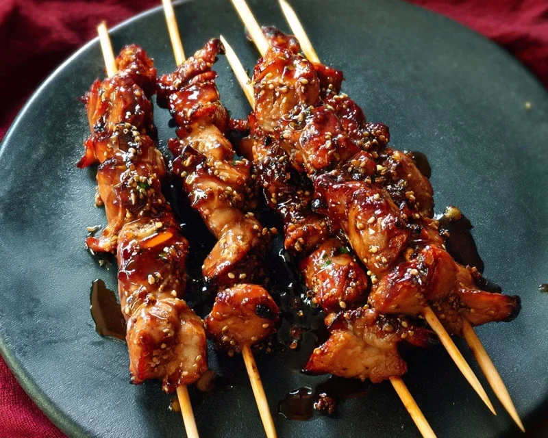 Sticky Bourbon Extract Extract Chicken Skewers