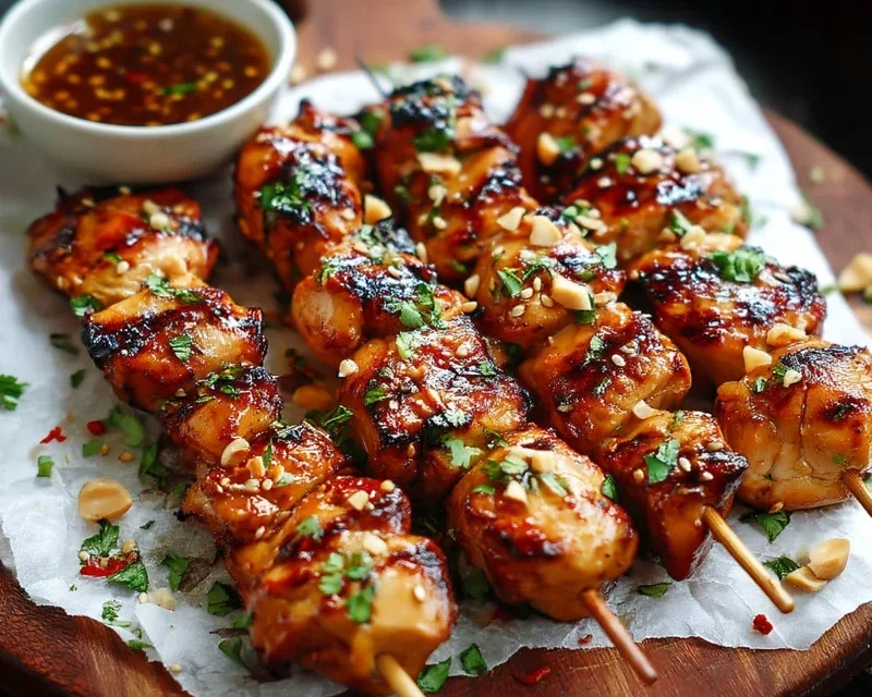 Easy Grilled Asian Chicken Skewers with Honey Garlic Sauce