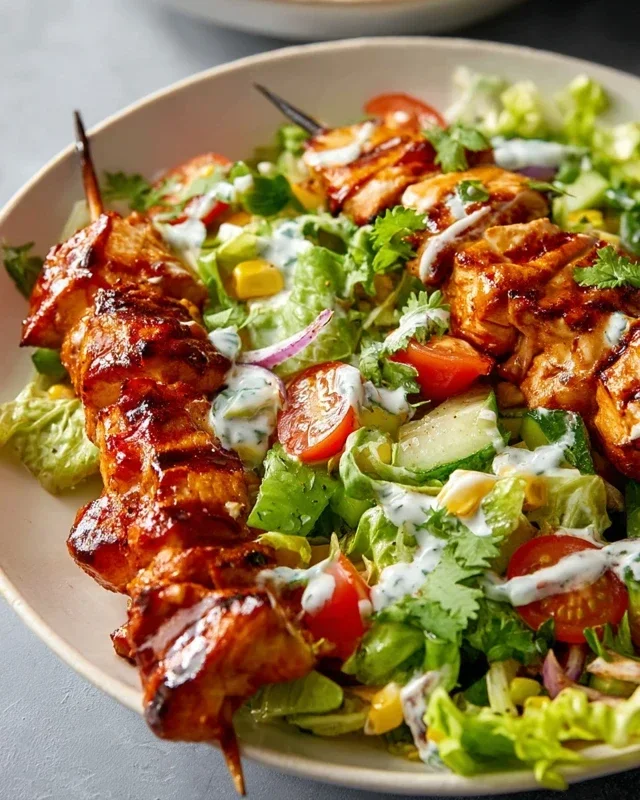 BBQ Chicken Skewer Salad
