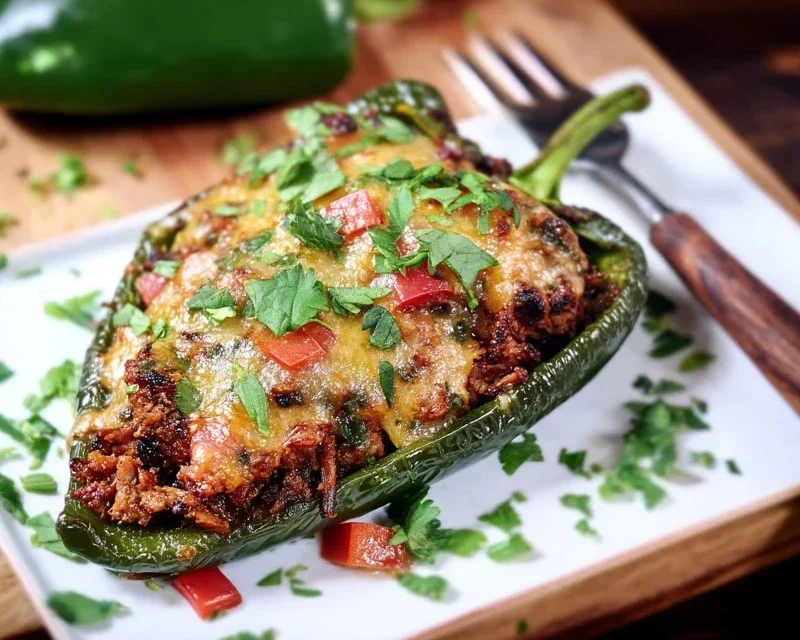 Brisket Stuffed Poblano Peppers