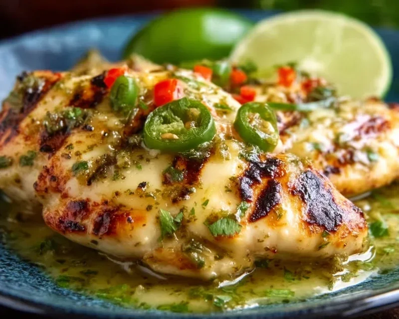 Grilled Salsa Verde Pepper Jack Chicken