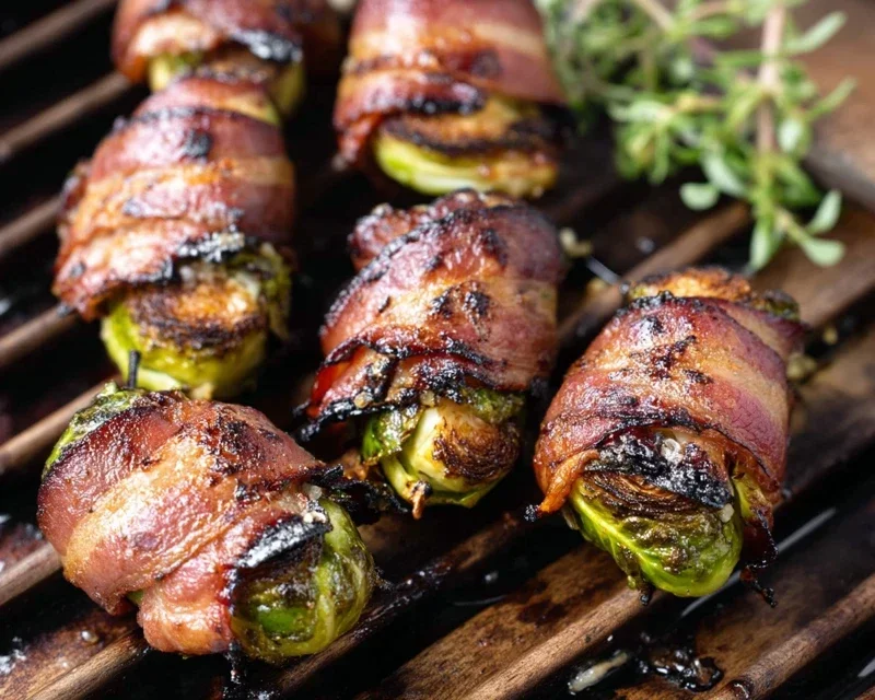 Grilled Beef Beef Bacon Wrapped Brussels Sprouts
