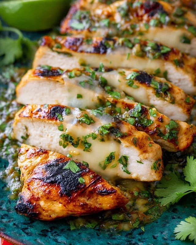 Grilled Salsa Verde Chicken with Pepper Jack