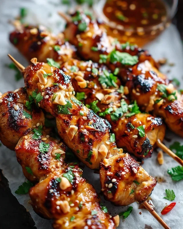 Easy Grilled Asian Chicken Skewers with Honey Garlic Sauce