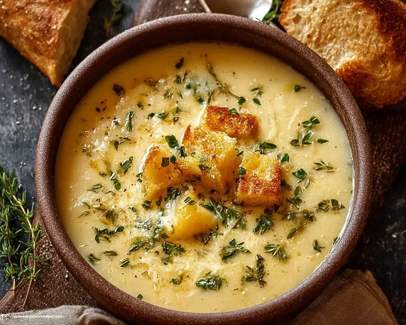 Hearty Cheddar Garlic Herb Potato Soup Recipe