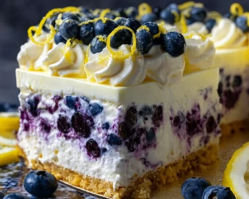 No-Bake Lemon dazzling Blueberry cream Cake