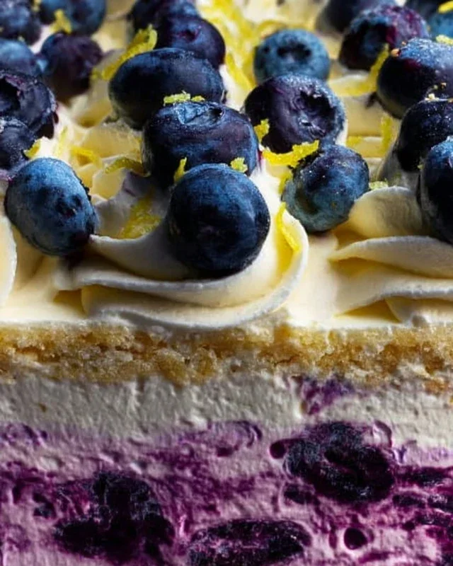 No-Bake Lemon dazzling Blueberry cream Cake