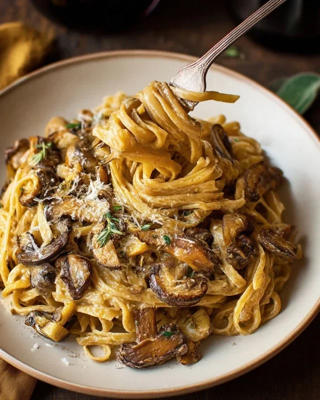 Caramelized Leek and Mushroom Gruyere Pasta