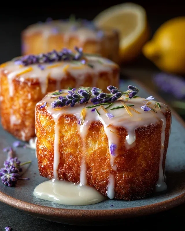 Mini Lemon Cakes With Lavender Glaze