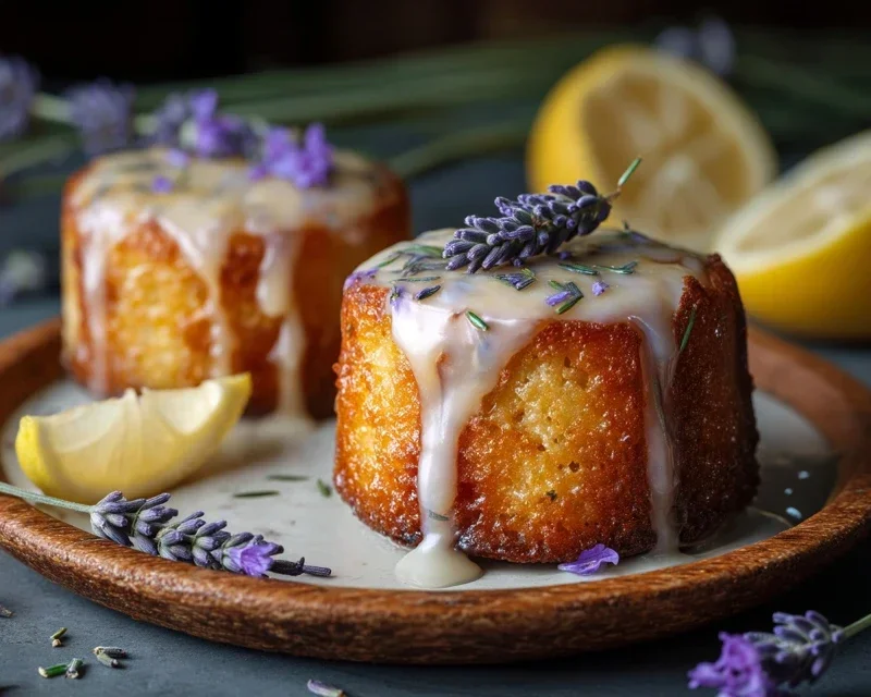 Mini Lemon Cakes With Lavender Glaze