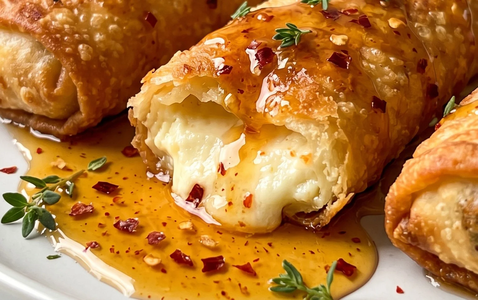 Indulgent Oven Fried Feta Rolls with Chili Honey Magic