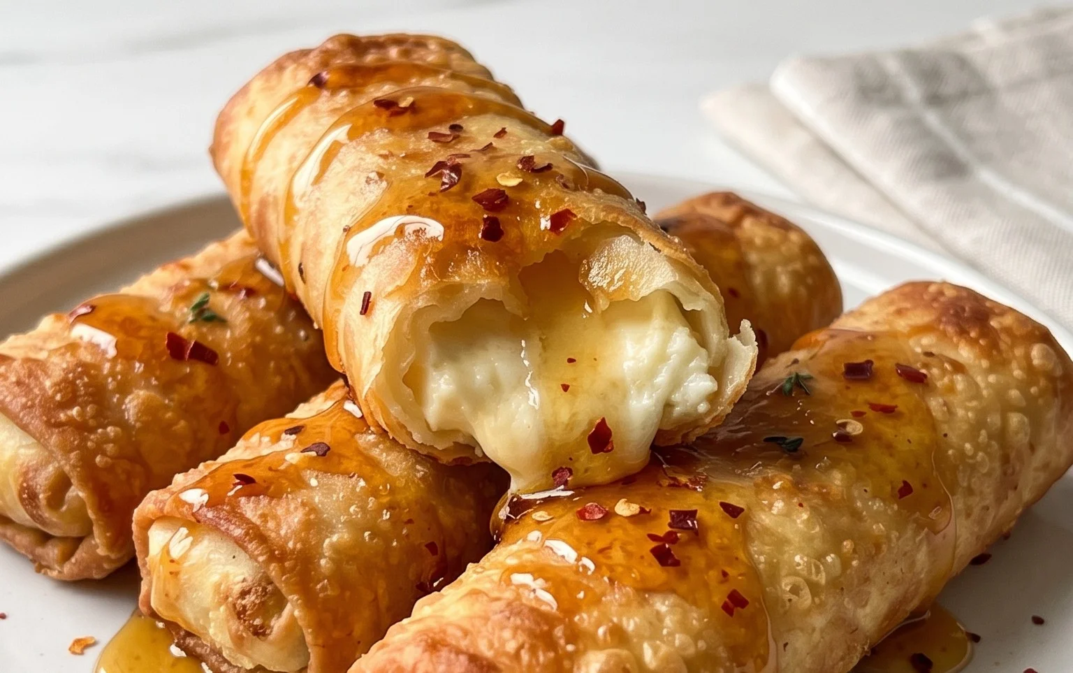 Indulgent Oven Fried Feta Rolls with Chili Honey Magic