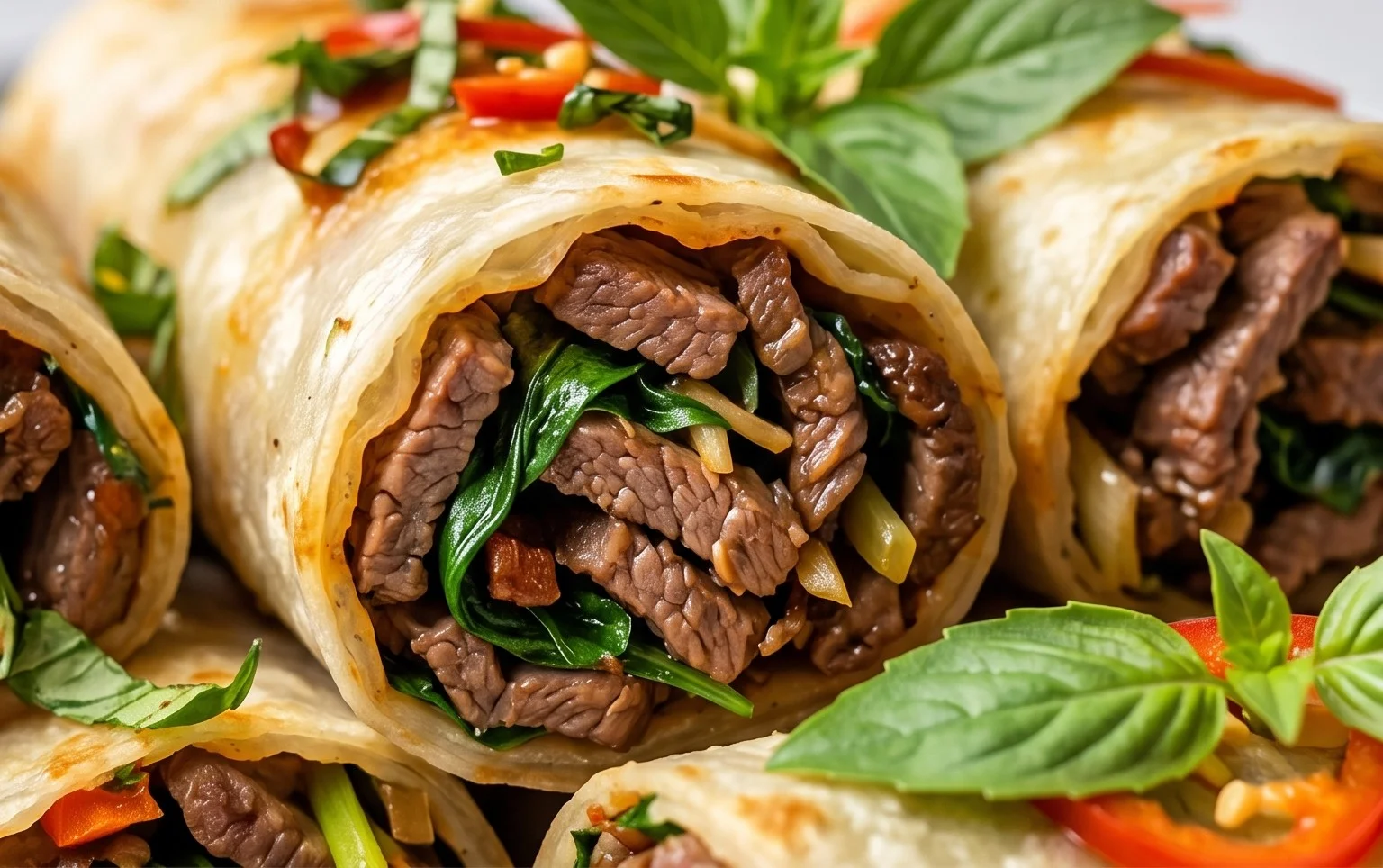 Thai Basil Beef Rolls
