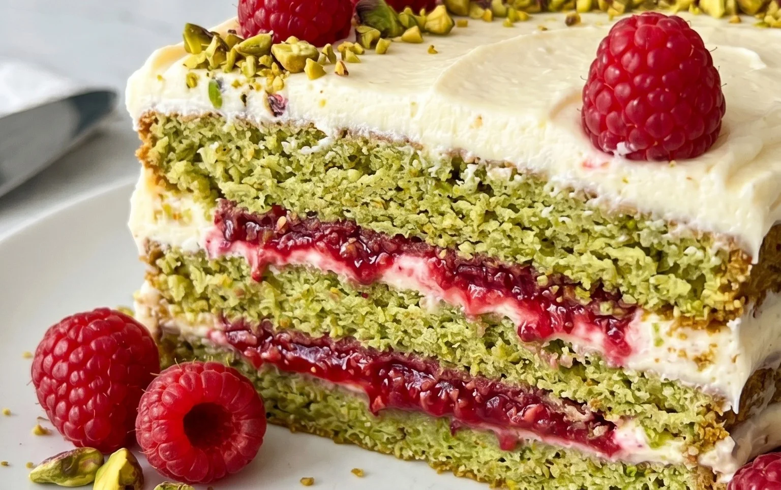 Pistachio Raspberry Cake