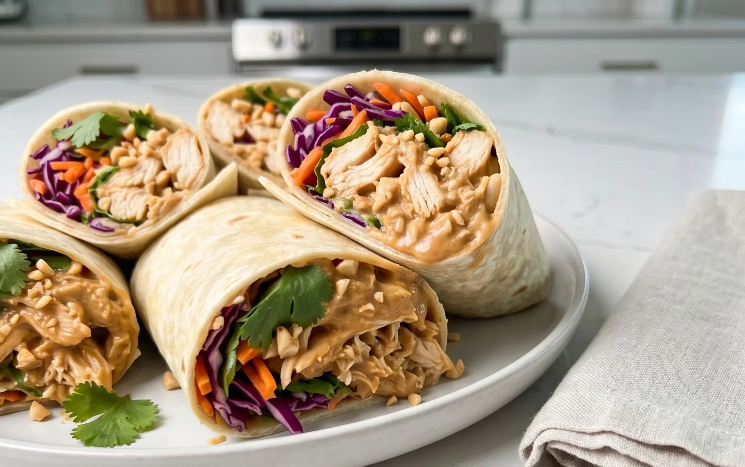 Thai Peanut Chicken Wraps