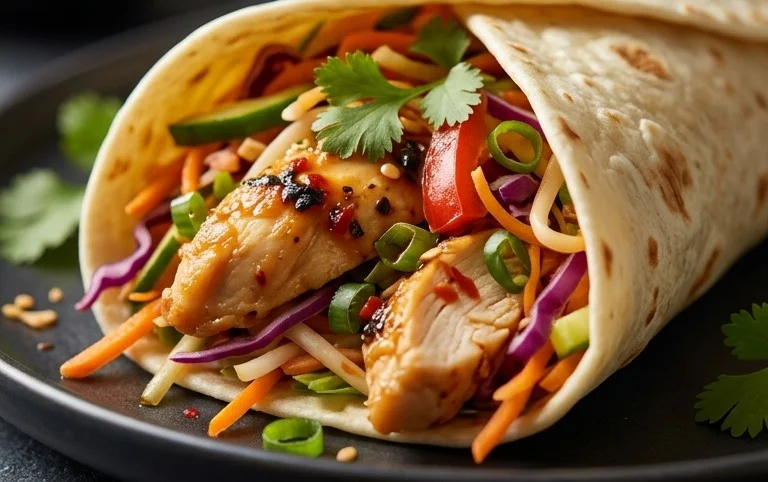 Thai Chicken Wrap with Crunchy Asian Slaw