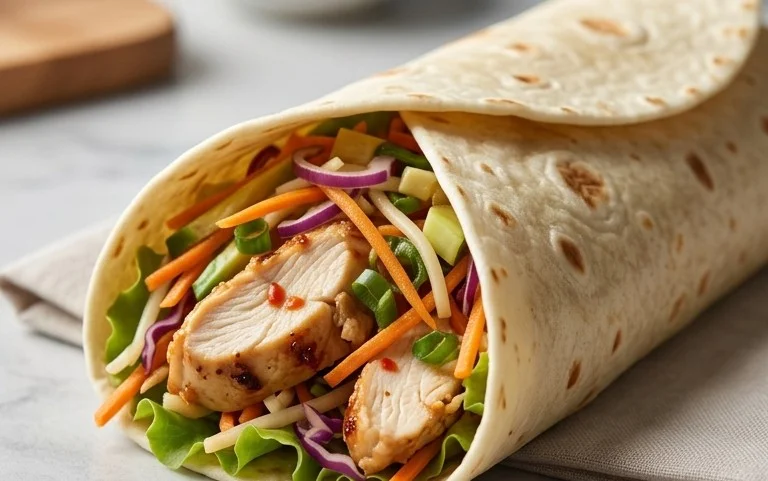 Thai Chicken Wrap with Crunchy Asian Slaw