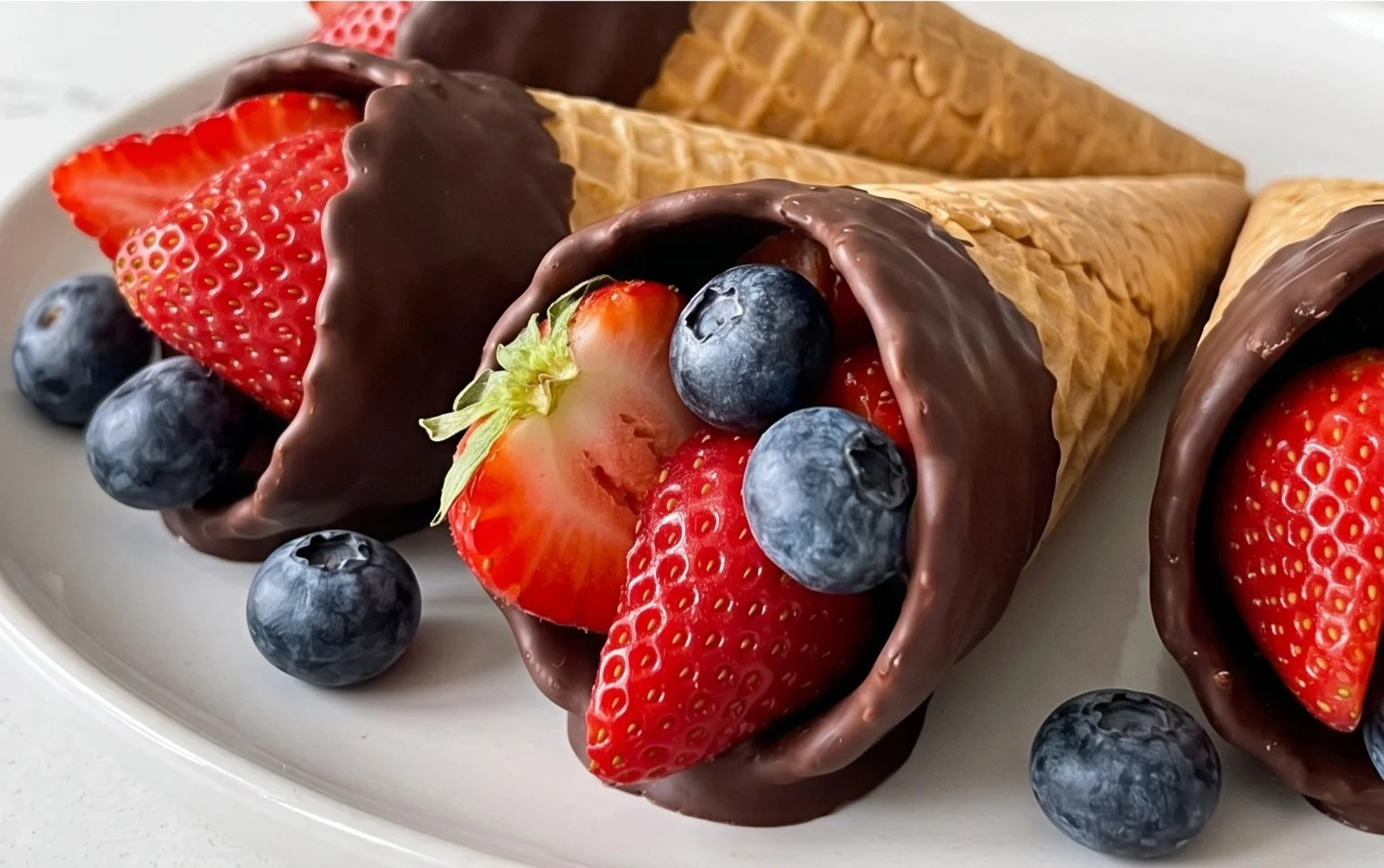Chocolate Dipped Fruit Filled Cones