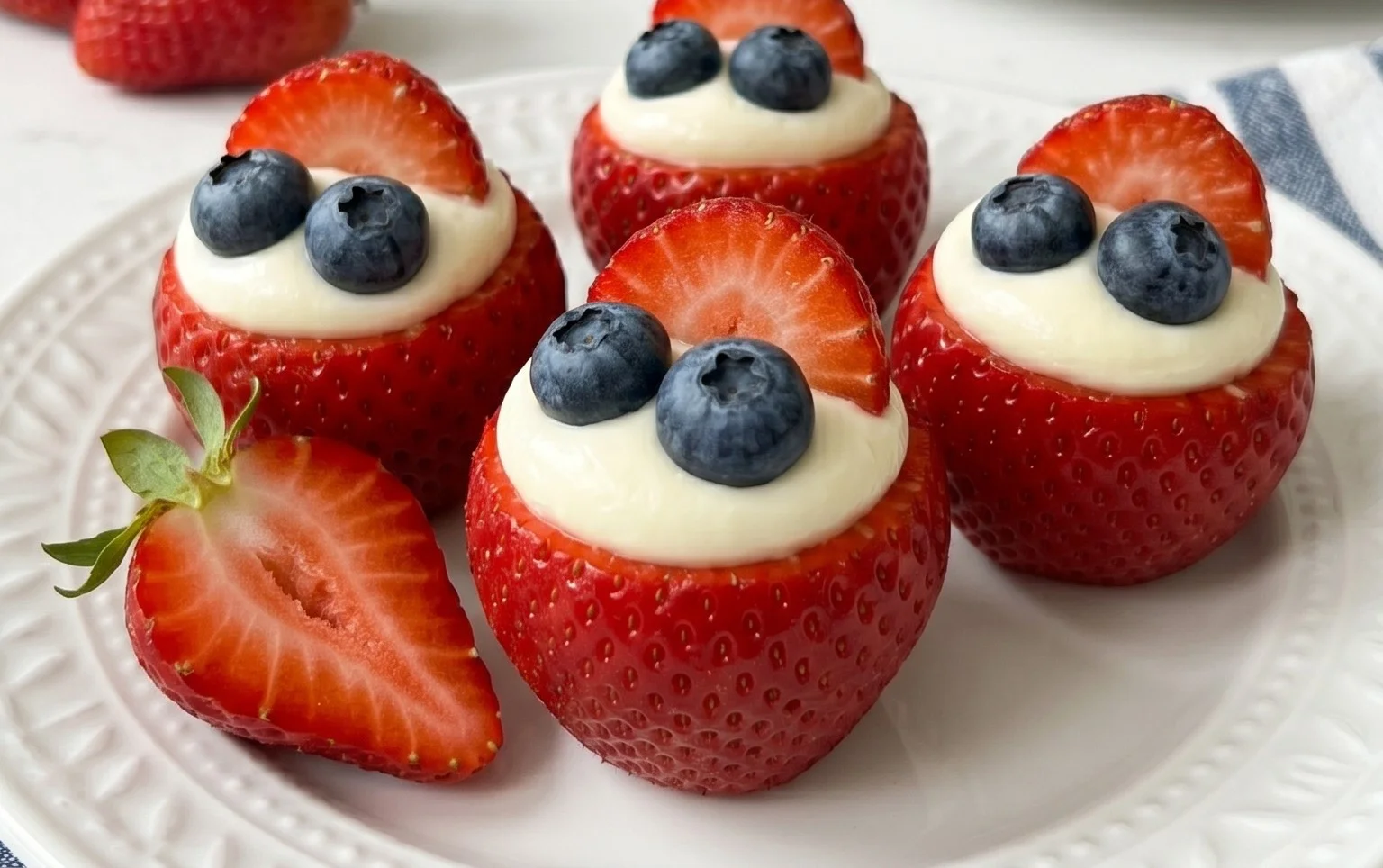 Red, White, and Blue Cheesecake Strawberries