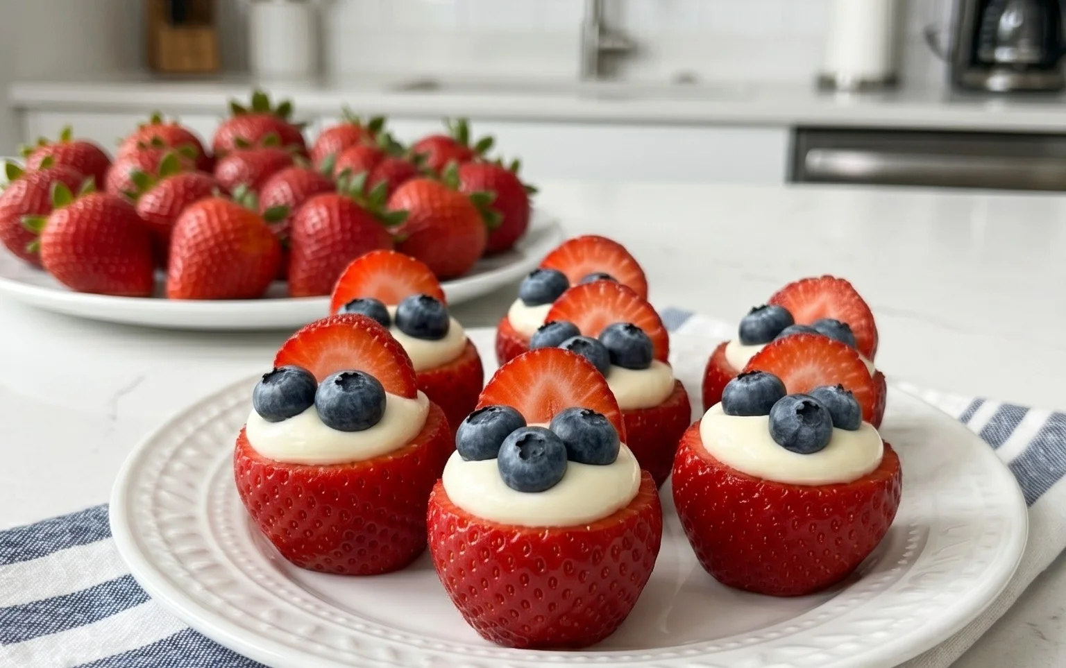 Red, White, and Blue Cheesecake Strawberries