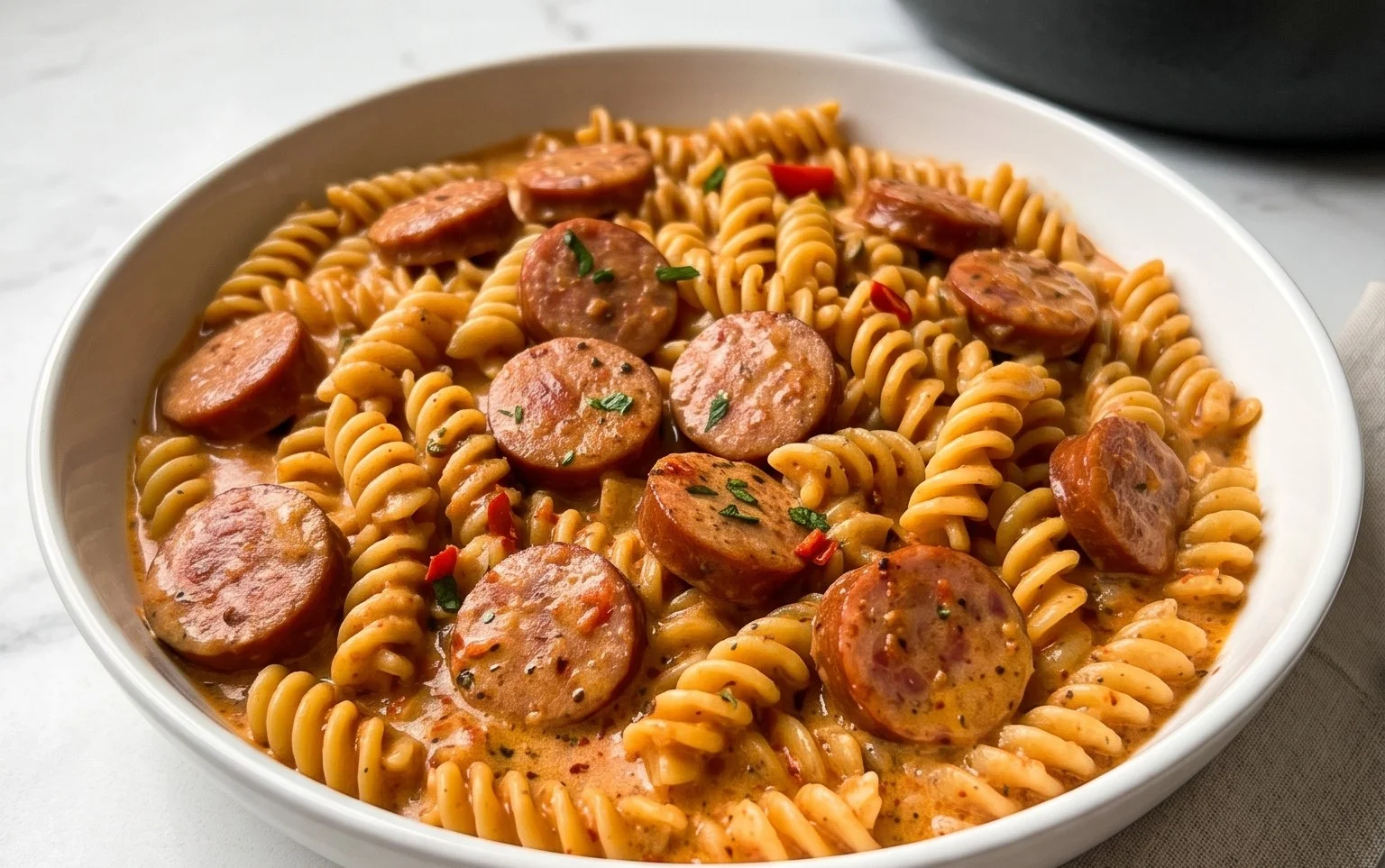 One-Pot Creamy Spicy Cajun Sausage Pasta