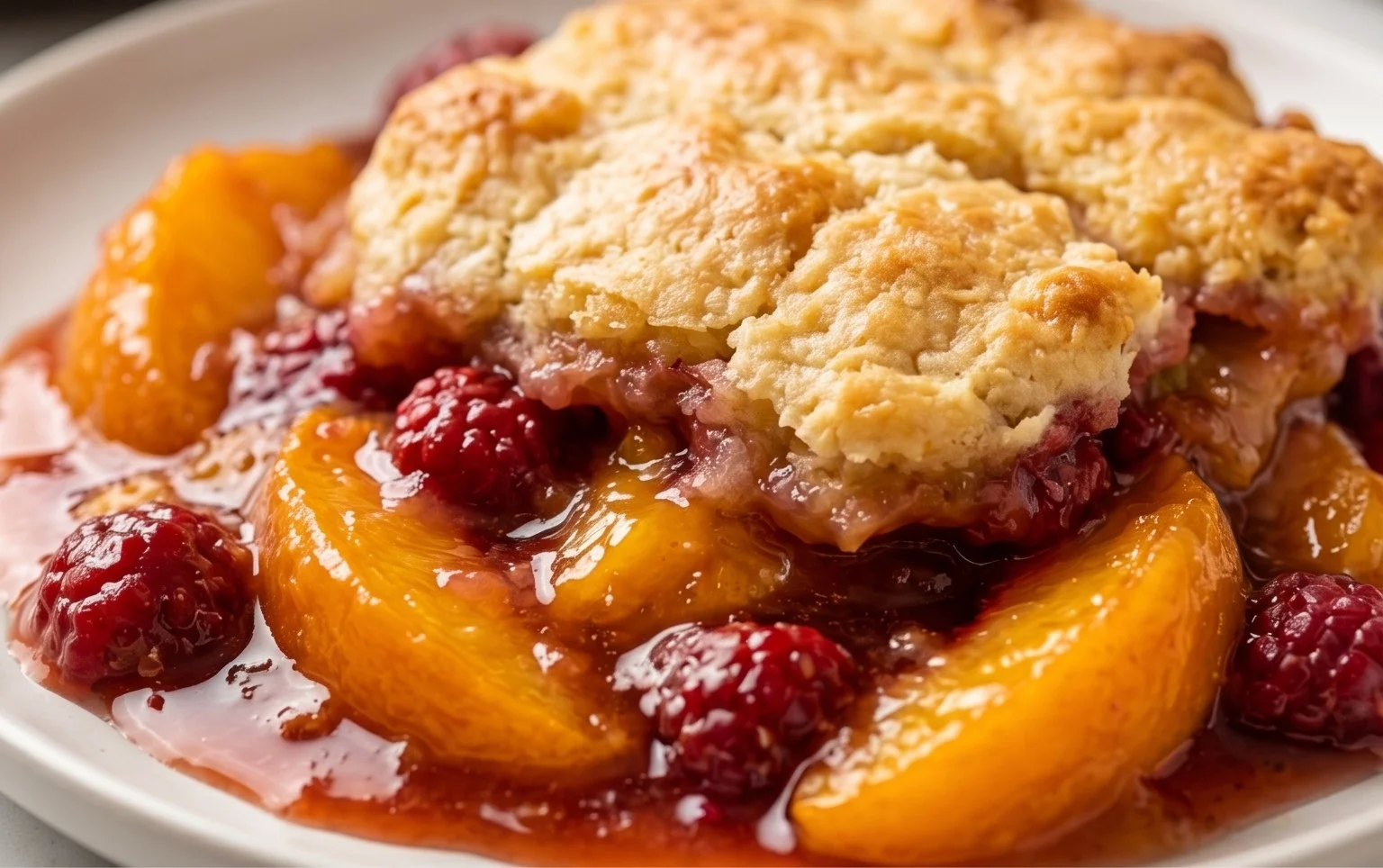 Easy Peach and Raspberry Cobbler