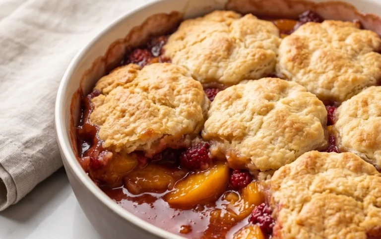 Easy Peach and Raspberry Cobbler