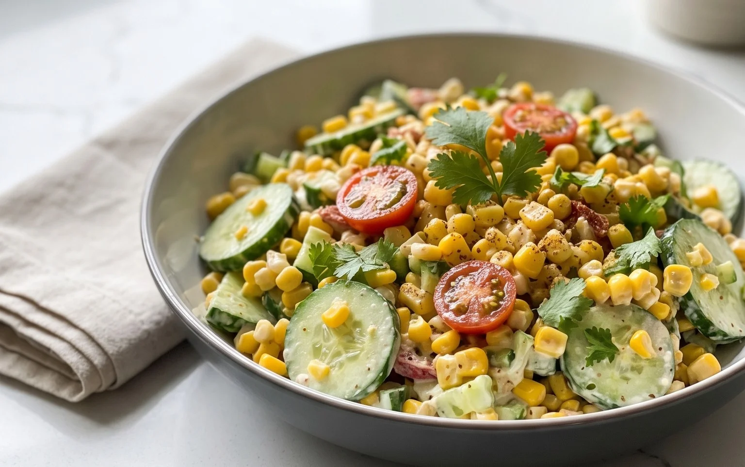 Street Corn Creamy Cucumber Salad
