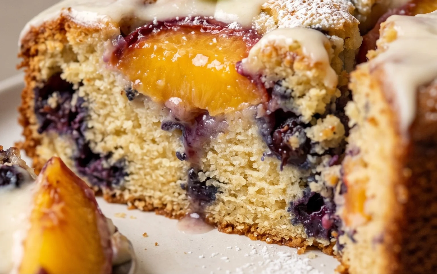 Peach and Blueberry Greek Yogurt Cake