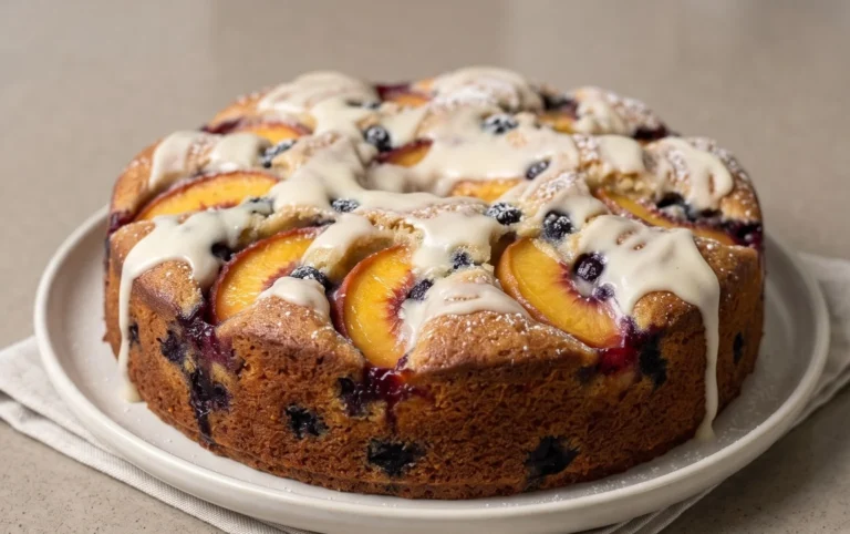 Peach and Blueberry Greek Yogurt Cake