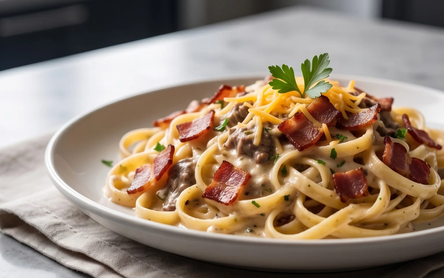 Beef Bacon Pasta
