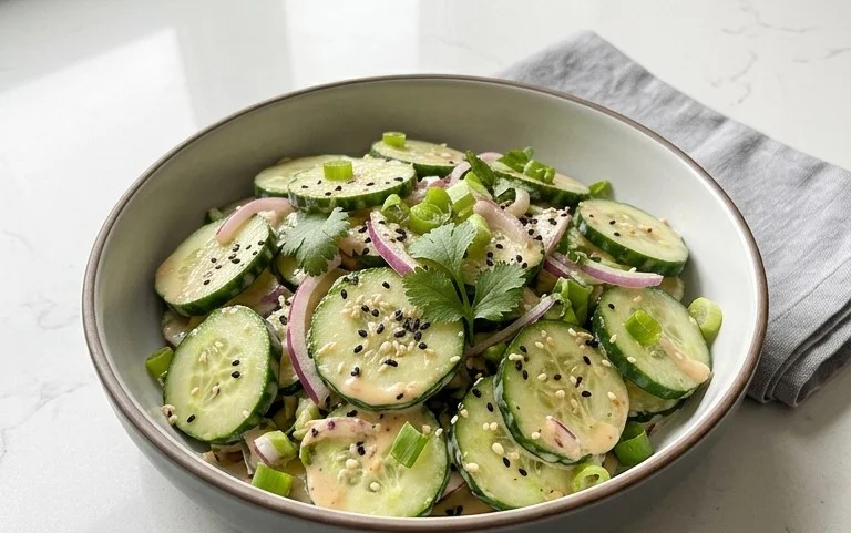 Creamy Asian Cucumber Salad Bowl