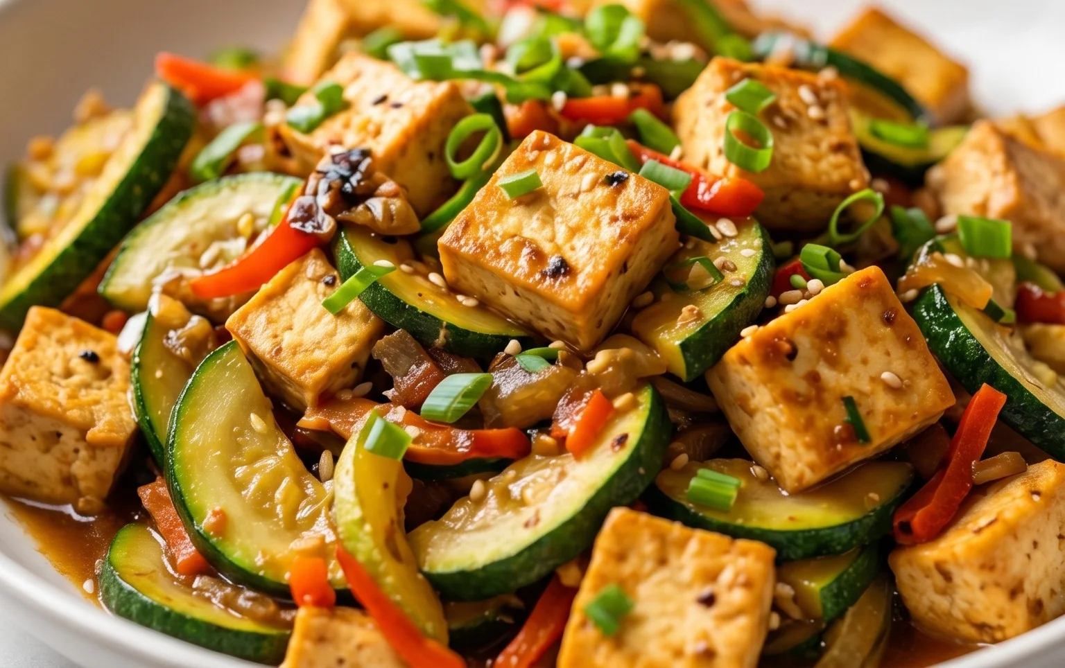 Zucchini Stir Fry With Tofu (Vegan)